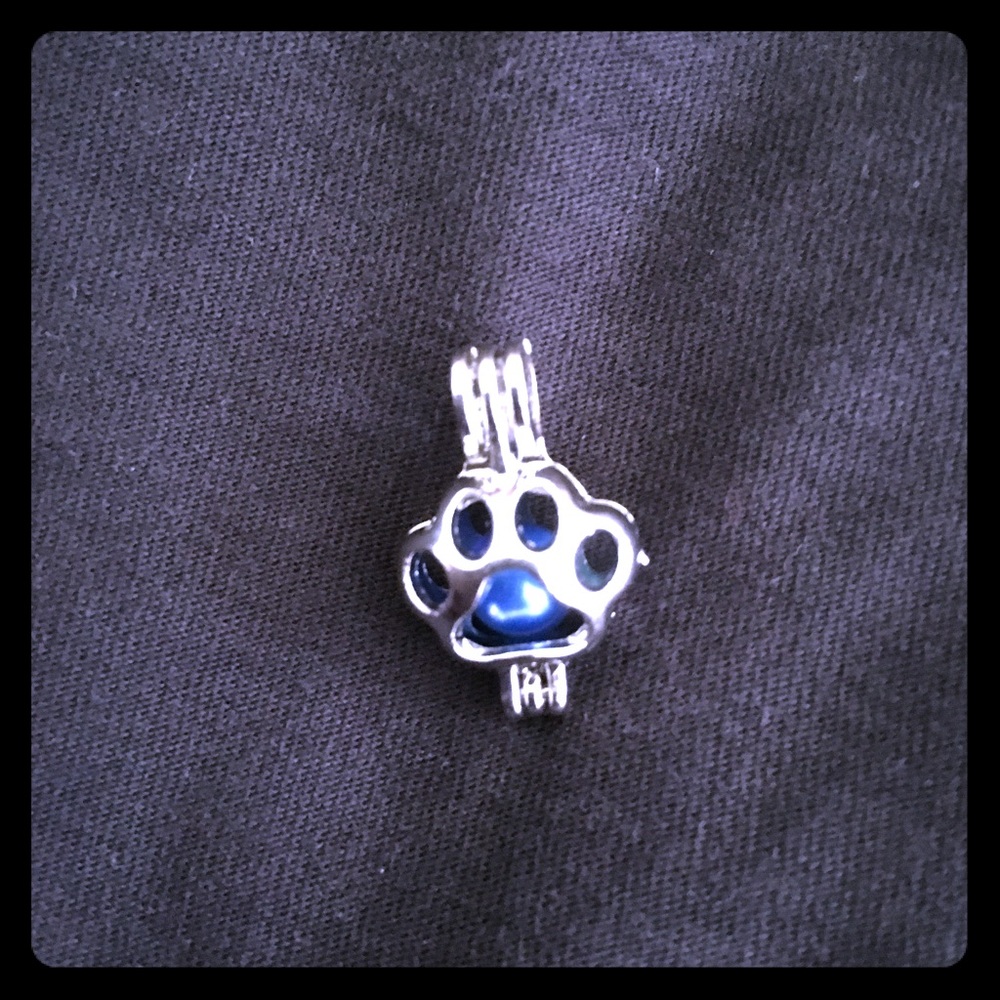 Paw white gold plated charm